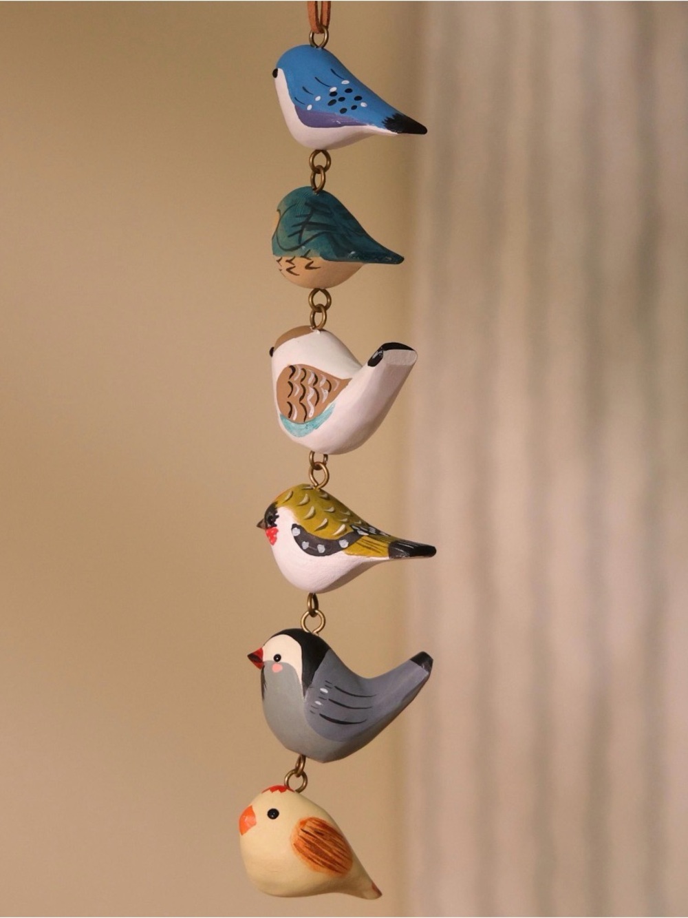 Hand-Painted Multicolor Bird Hanging Ornament - Decorative Pet Bird Mobile